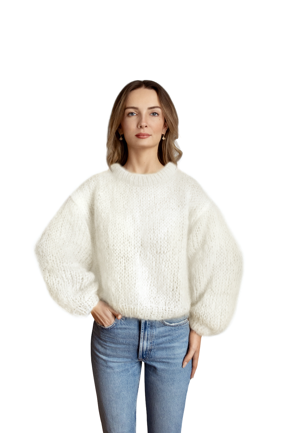 Pull Femme En Mohair Bleu Marque Elena Taille L Ou XL Au Choix - Neuf Avec étiquettes